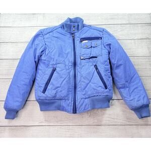 McGregor Vintage Youth Kids Bomber Jacket Coat Blue Pockets Size 12